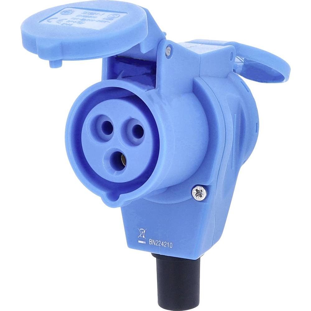 Prise femelle coudée CEE 16 A 230 V AS Schwabe 60474 avec étanchéité IP44 pour chantier