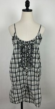 Vintage Mini Dress Womens Small Y2K Dropwaist Plaid Ruffled Babydoll Skater