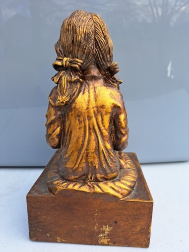 Vintage Buchstütze Mädchen liest bronzefarben 10 Zoll - Bild 4 von 8