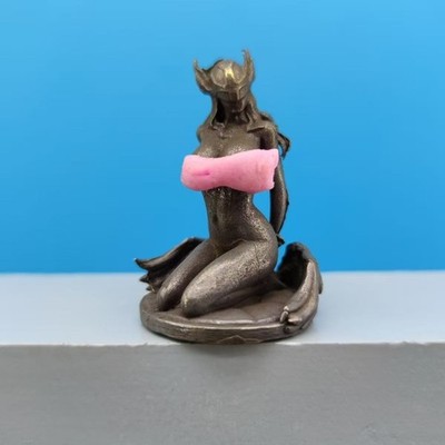Black brass sexy kneeling angel girl Medusa figurine model ornament