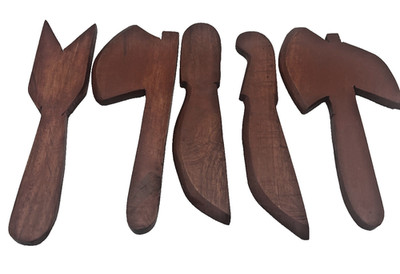 Herramientas de madera de Shango/ Wooden tools for Shango SANTERIA ORISHAS 7RAYO