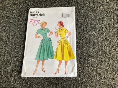 Butterick 6055 Schnittmuster Damen Kleid und Gürtel, 50er Jahre Retro 6 - 14 ungeschnitten