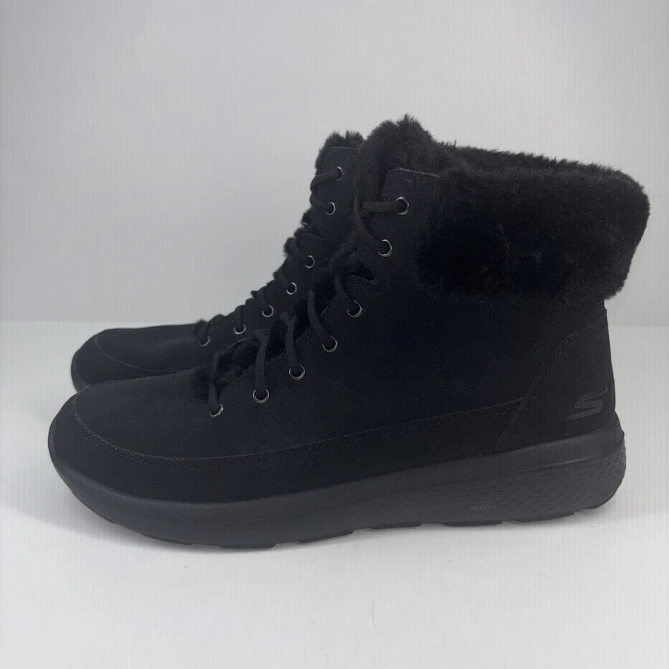 Botas de nieve Skechers On-the-Go invierno frío para mujer EE. UU. 10 negras de piel sintética al tobillo Foto 2 de 4
