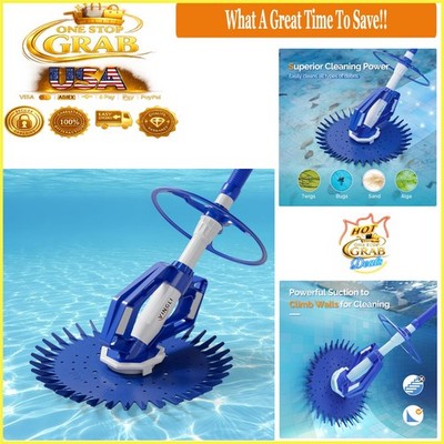 Pool Vacuum Cleaner Automatic Sweeper with 33ft Hoses Navy Blue & White