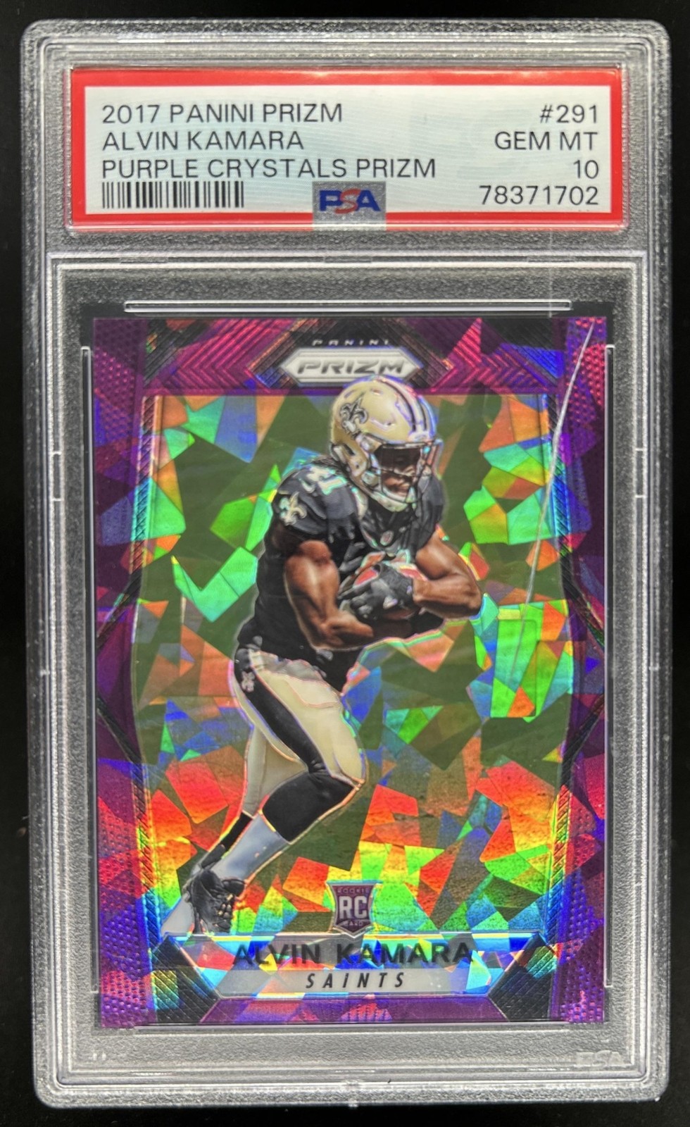 Alvin Kamara Panini Prizm #291 Prizm Purple Crystals