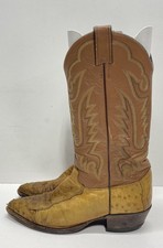 Justin J40065 Tan Ostrich Skin Western Cowboy Boots Men's Size 9.5 D