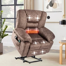Massage Heat Wide Power Lift Recliner Chair Sofa for Elderly Big Side Pocket