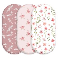 Floral Bassinet Sheets Girl 3 Pack, Breathable Cozy Fitted Mattress Sheet, El...