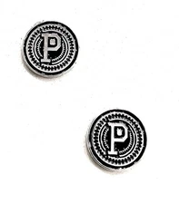 2 x GRIP MEDALLIONS Colt, Kimber, Beretta, S&W, and all clones Silver, 13 MM (P)