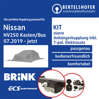 FüR Nissan NV250 Kasten/Bus Typ X61 07.2019-Jetzt AHK Starr +7Pol Sp. E-Satz ABE