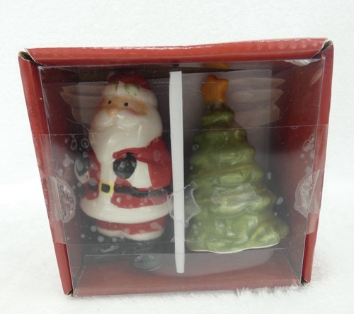 Pfaltzgraff Holiday Santa & Christmas Tree Salz & Pfeffer Set handbemalt NEU! - Bild 2 von 5