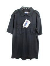 NWT BLAUER Pullover Knit Shirt Men L Blue Short Sleeve Pockets Casual 8130