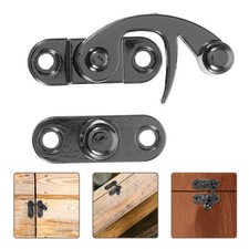 2Pcs Reusable Black Zinc Alloy Cabinet Latch Hook for Jewelry Boxes