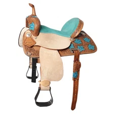 98HS Flex Tree Western Horse Saddle In American Leather Barrel Trail Hilason