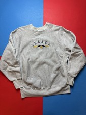 Vintage 90s SEBAGO Maine Crewneck Sweatshirt Revrs Weave Style Gray XXL USA made