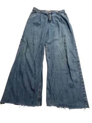 Dynamite Denim Wide Leg Jeans Raw Hem in Blue