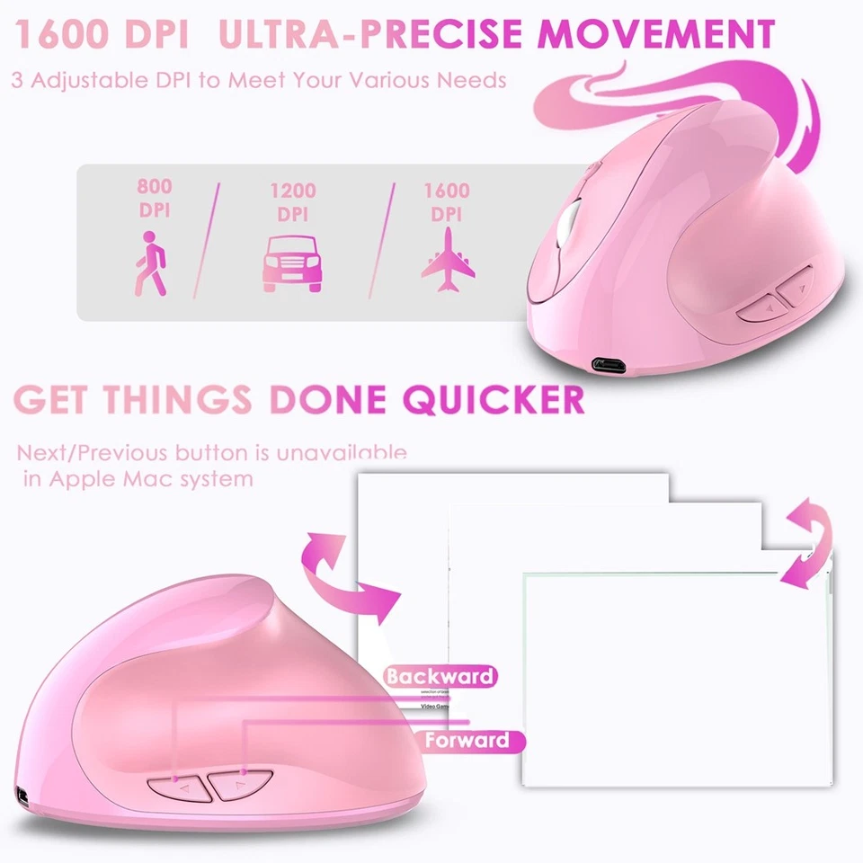 Ergonomic Vertical Mouse Rechargeable  USB 2.4G for Computer Laptop Gaming2344 - Image 4 of 4