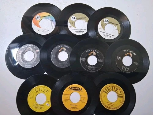 45 RPM 1950's Lot of 10 Elvis Presley, Johnny Cash, Roy Orbison, Duane Eddy VG