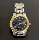 Vtg. SEIKO Perpetual Calendar Deep Navy Blue Two-Tone 38mm Watch Ref. 8F32-0189