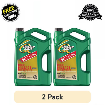 (2 pack) Quaker State Full Synthetic High Mileage 5W-30 Motor Oil, 5 Quart