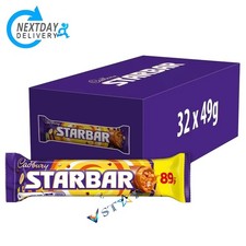 Cadbury Starbar Chocolate Bar 49g x 32 Caramel Peanut Snack Treat BBD: 30/4/26