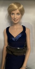 Franklin Mint DIANA PRINCESS OF WALES Portrait Doll Blue Dress 17" Porcelain NIB