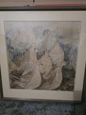 painting in wooden frame 32x32 inches by unknown writer