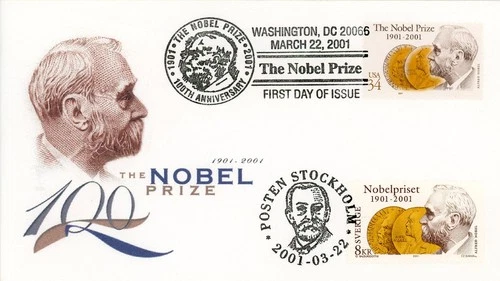 2001 US Sweden Alfred Nobel Joint FDC  US #3504 & Sweden #2415