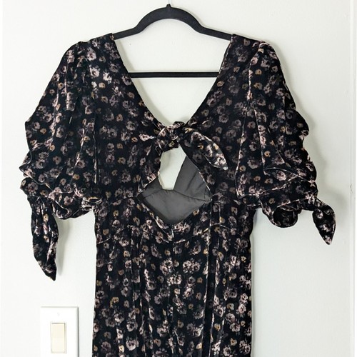 Sea New York Valerie Velvet Tie Back Floral Midi Dress NWT Size 4 - Picture 8 of 12