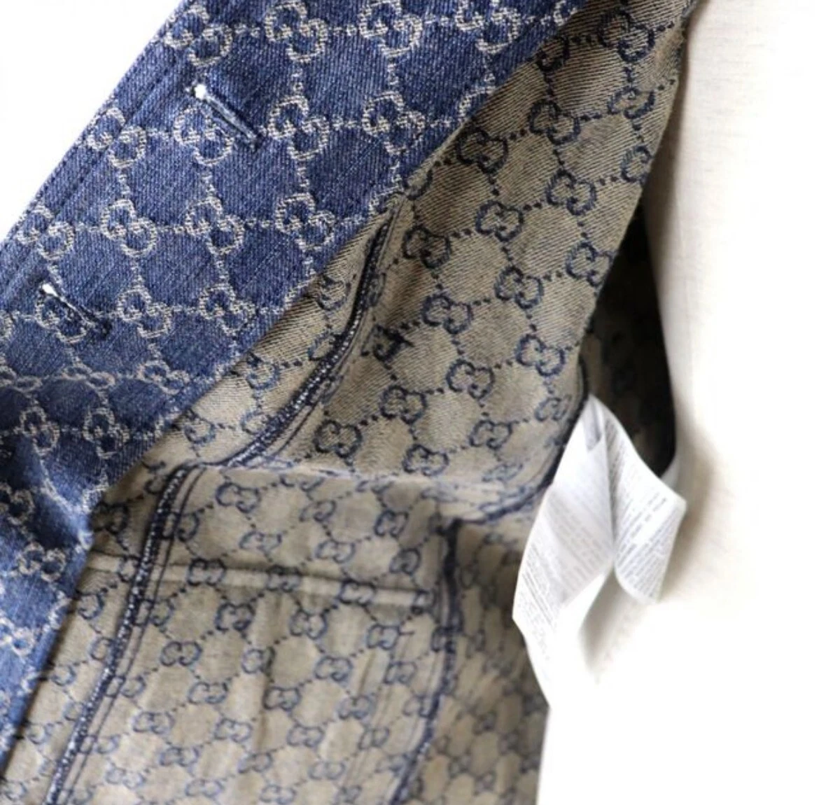 GUCCI GG Giacca Denim Modello 652658 Donna Indaco Biologico Lavato con Cintura 36