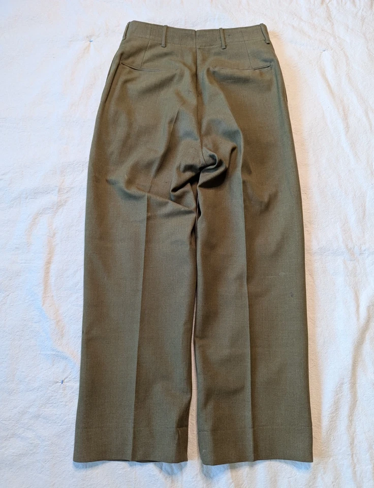 Pantalón Mosca Botón Lana Pesado Heritage Verde Militar De Colección Años 50 30 Foto 4 de 4