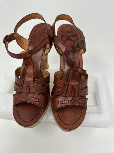 Woodworks by Thom McAn Wooden Heels 70s Vintage Wooden Platform Size 7 Narrow - Picture 4 of 13
