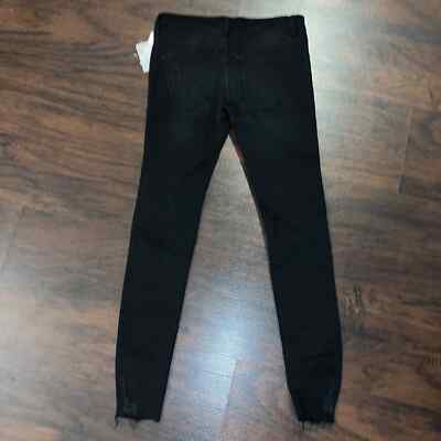 Free People Black Distressed Raw Hem Skinny Jeans - Size 24 - NWT