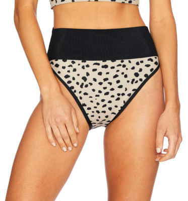 Beach Riot Taupe Ribbed Highway Swim Bottoms L45416 Women's Size L