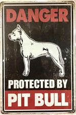 TIN SIGN new 8x12 Pit bull dog warning danger protection beware caution bite C16