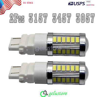 2Pcs Amber 3157 3457 3057 Signal 33SMD Backup Reverse Tail Turn LED Light Bulbs