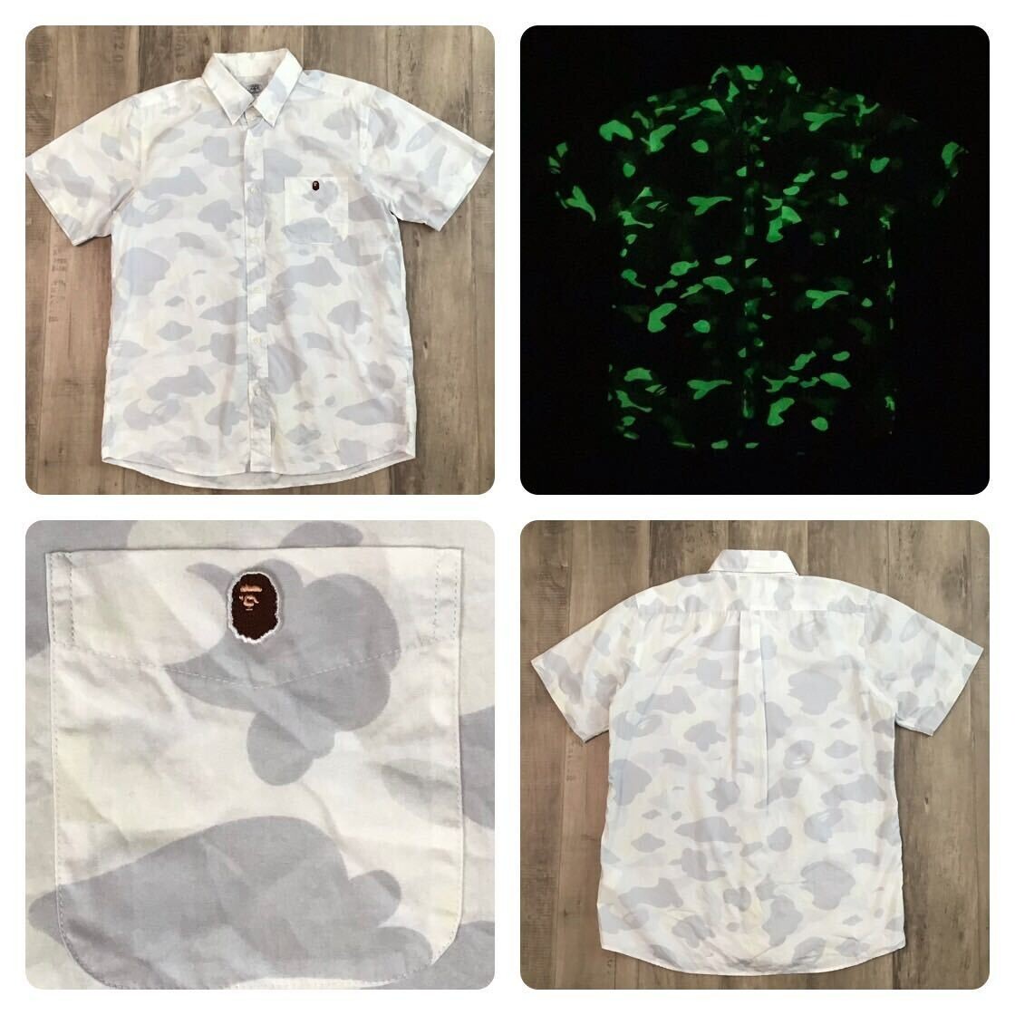 Glow in the dark BAPE City camo short sleeve shirt White A Bathing
