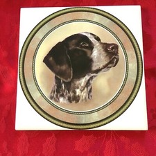 Tile Trivet German Shorthaired Pointer New Handmade Ceramic Porcelain 6" x 6"