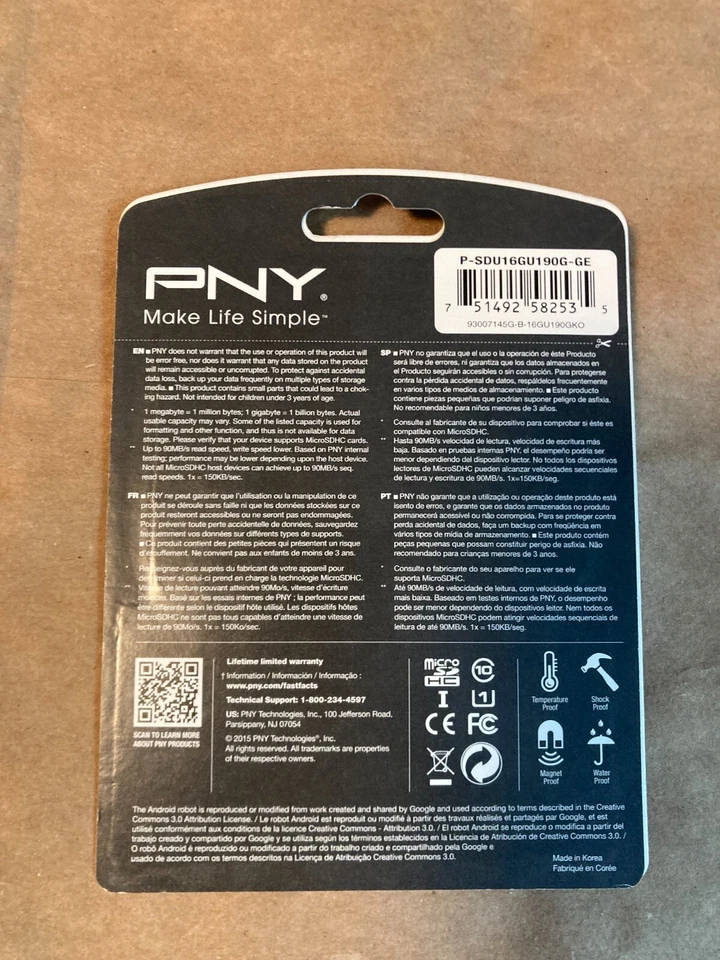 PNY Turbo Performance 16GB High Speed MicroSDHC Brand New in package - Image 2 of 3