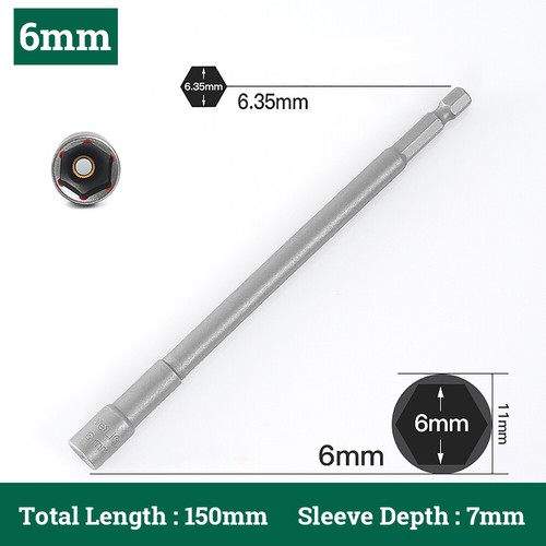 5-19mm Magnetic Nut Driver Socket Set 150mm Long Impact Drill Bit 1/4" Hex Shank - Picture 9 of 22