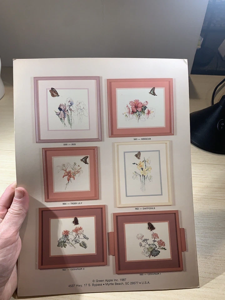 Lot Of 5 Counted Cross Stitch Patterns By Green Apple Co. Daffodil, Tulips,Iris - Image 3 of 4