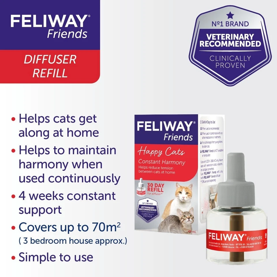 FELIWAY Friends 3 x 30 Day Refill 48ml - Helps Reduce Tension Between Cats - Image 4 of 4