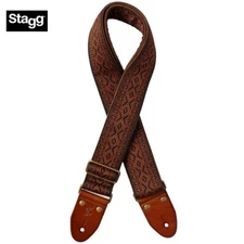 Stagg Losange 2" Woven Nylon Guitar Strap Diamond Brown SWO-LOS-BRW