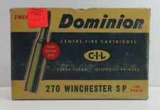 C-I-L Dominion 270 Winchester SP Cartridges Cardboard Box