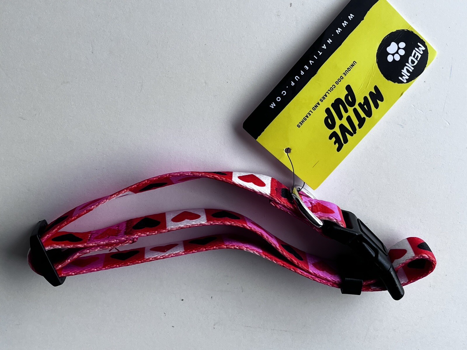 Native Pup Unique Dog Collars and Leashes Hearts Pink Red, White, Size