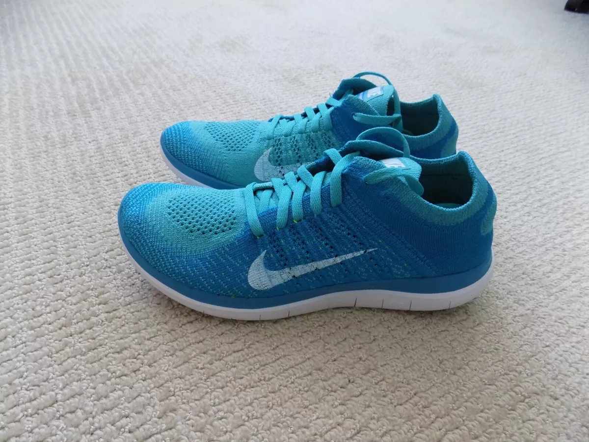 NEW WOMENS 7.5 NIKE FREE 4.0 FLYKNIT RUNNING SHOES BLUE TURQUOISE 631050 314