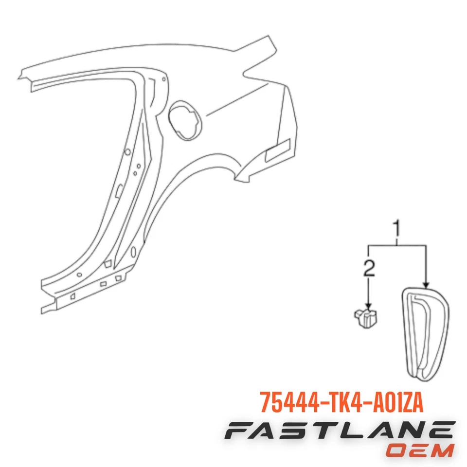 ACURA TL 2009-2014 CONJUNTO DE DECORACIÓN DE PILAR TRASERO IZQUIERDO NUEVO FABRICANTE DE EQUIPOS ORIGINALES 75444-TK4-A01ZA Foto 3 de 4