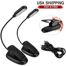 2Pcs Small Table LED Reading Book Light USB Rechargeable Flexible Clip Desk Lamp