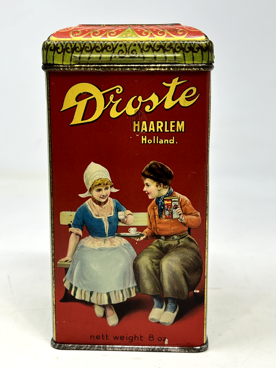 古い紙箱 オランダ Droste ミルクチョコレート 紙製丸 /K388 Vintage Antique Droste's Cocoa Holland Chocolate Tin 8 oz. 4.75
