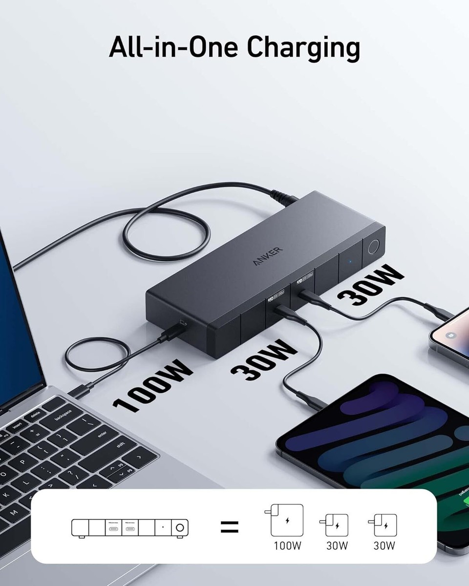 Anker 568 USB-C Docking Station 11-in-1 Hub 100W Charge 40Gbps for